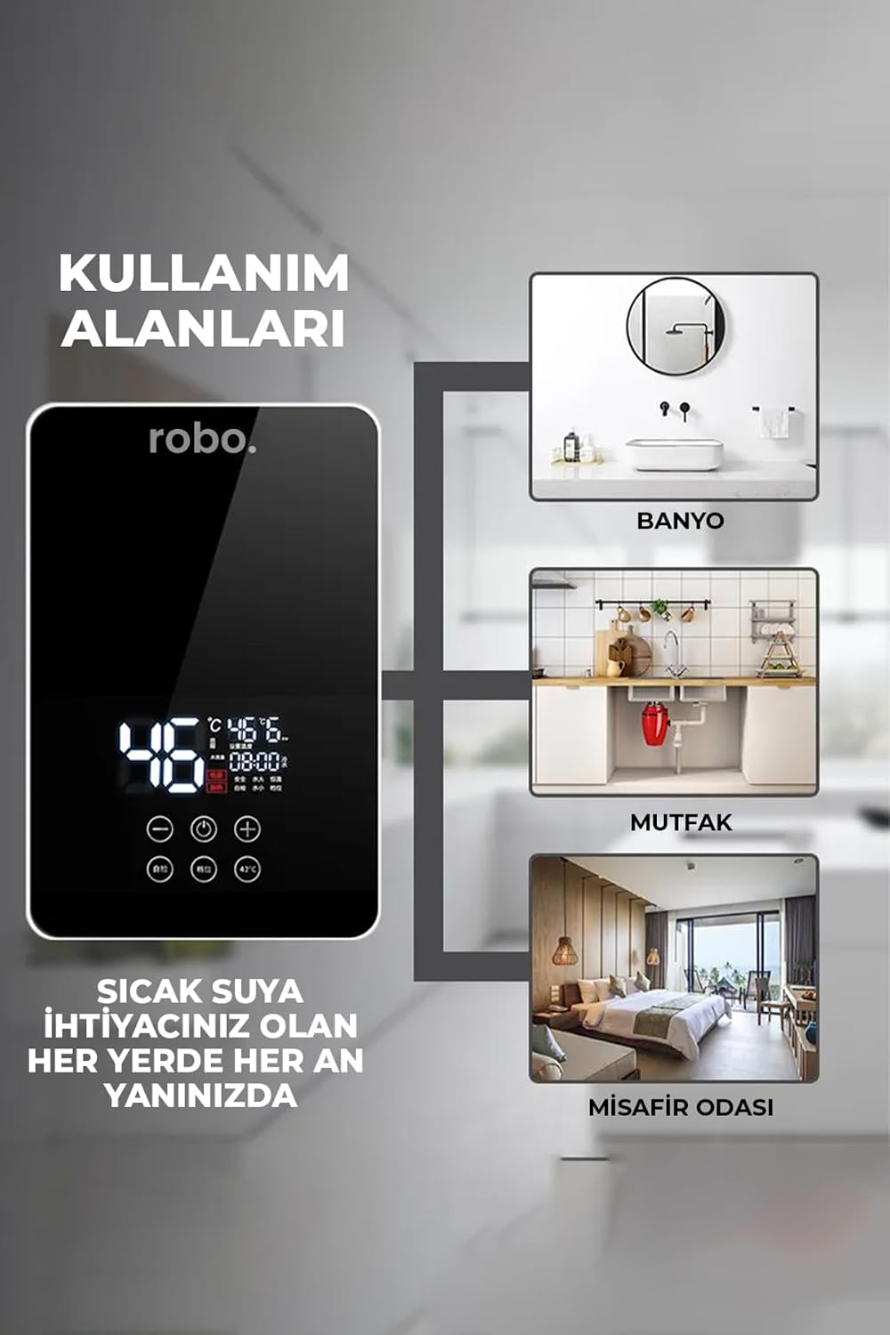 ROBO Dijital Akıllı Şofben - (DUŞ BAŞLIĞI HEDİYELİ)