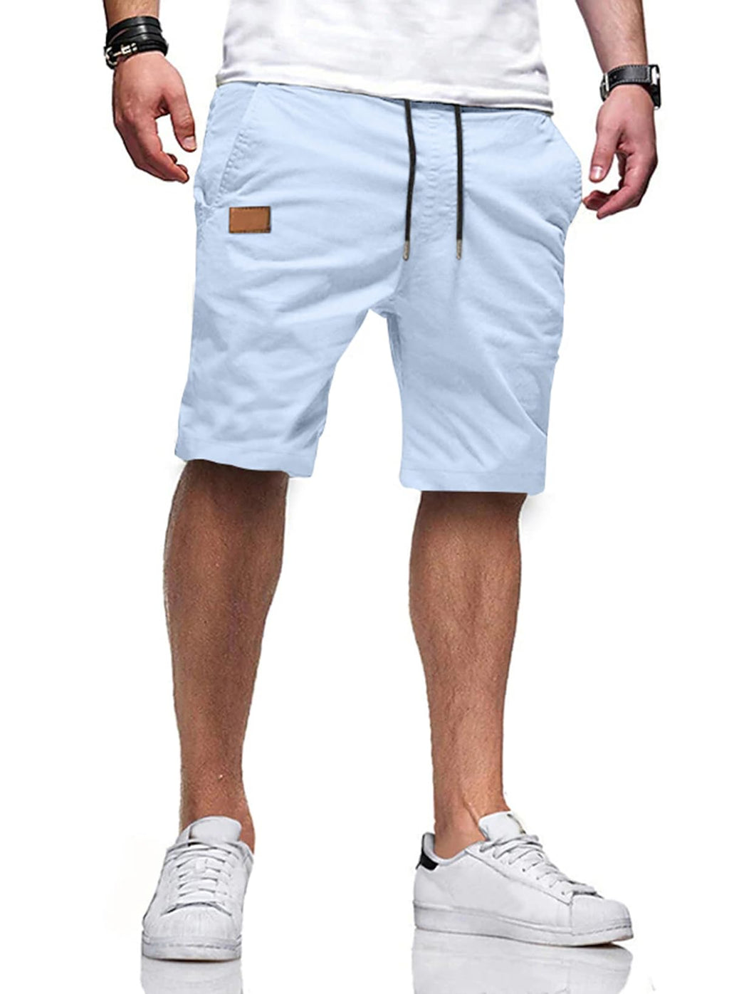 JMIERR Mens Cotton Stretch Shorts Casual Drawstring Twill Chino Shorts