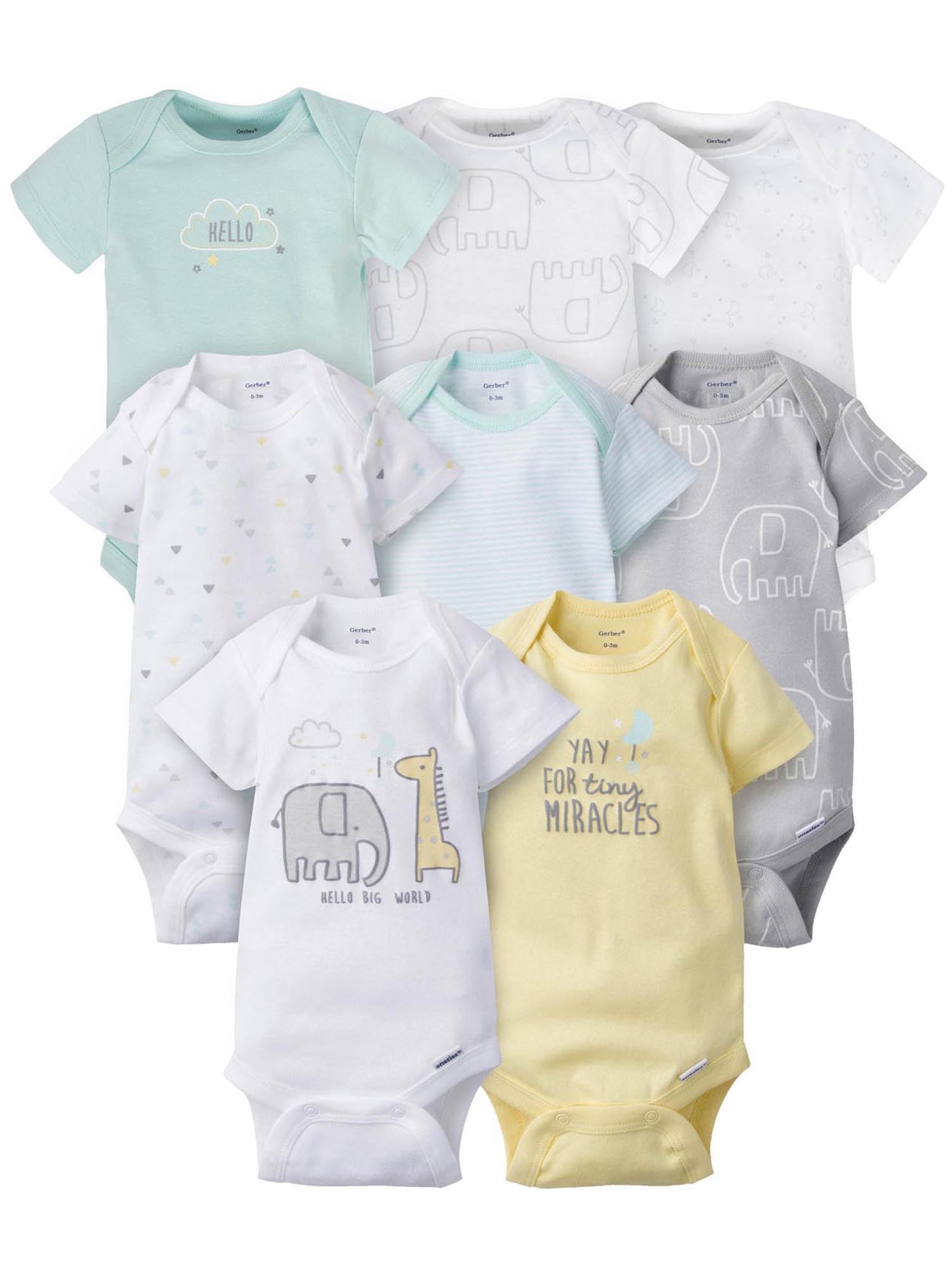 Gerber Baby Girls' 8-pack Short Sleeve Onesies Bodysuits