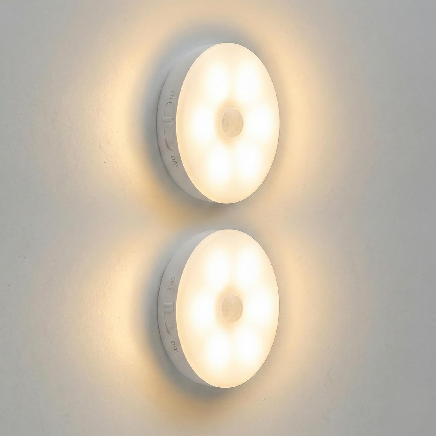 Amber LED Hareket Sensörlü Ledli Gece Lambası Şarj Edilebilir, Taşınabilir 4000k Günışığı (2 Adet)
