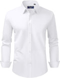 Alimens & Gentle Men's Dress Shirt Regular Fit Stretch Stain Shield Long Sleeve Solid Business Wedding Button Down Shirts