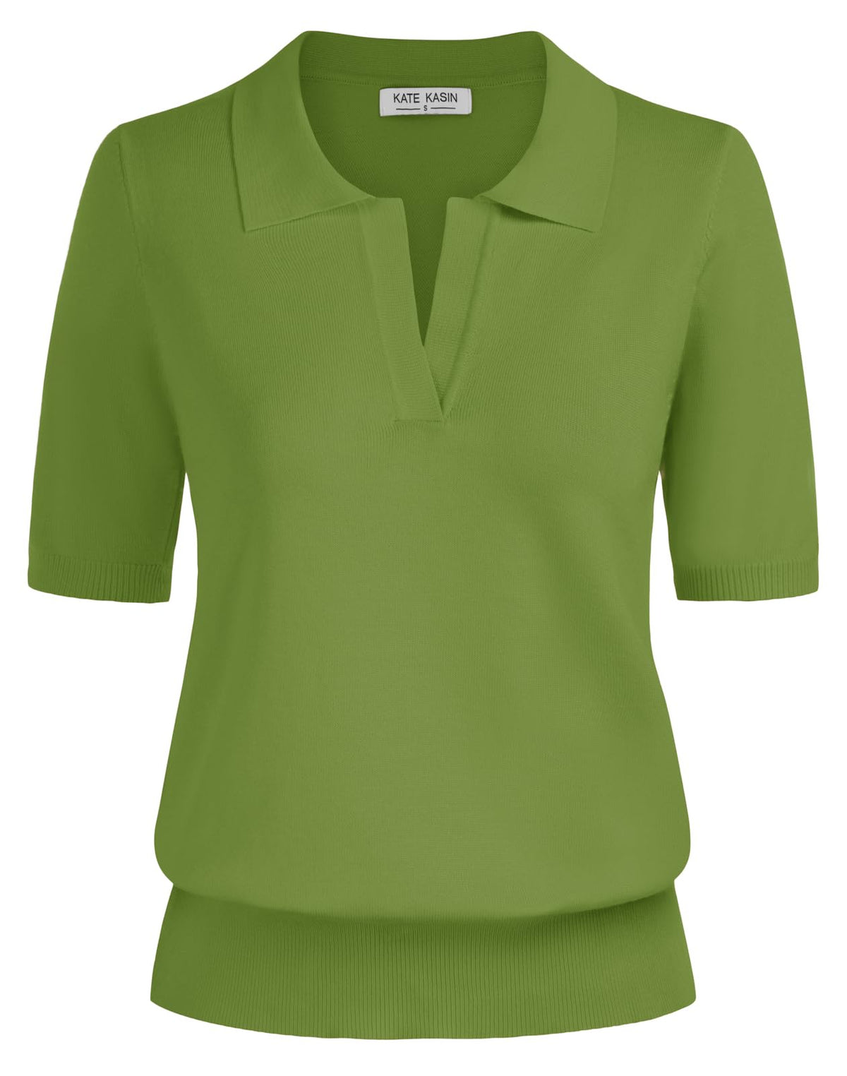 Women's Short Sleeve Classic V Neck Collared Casual Polo Sweater Tops
