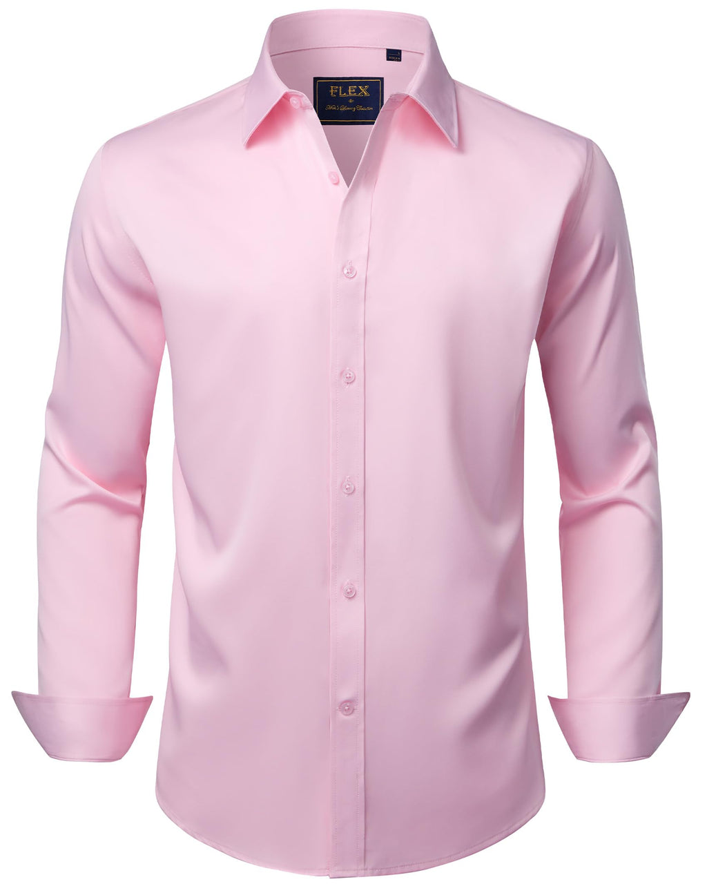 J.VER Men's Dress Shirts Solid Long Sleeve Stretch Wrinkle-Free Formal Shirt Business Casual Button Down Shirts