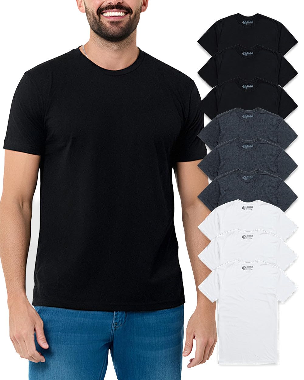 Mens T Shirts Soft Cotton Crew Neck Athletic Fit Casual Tees S-4XL