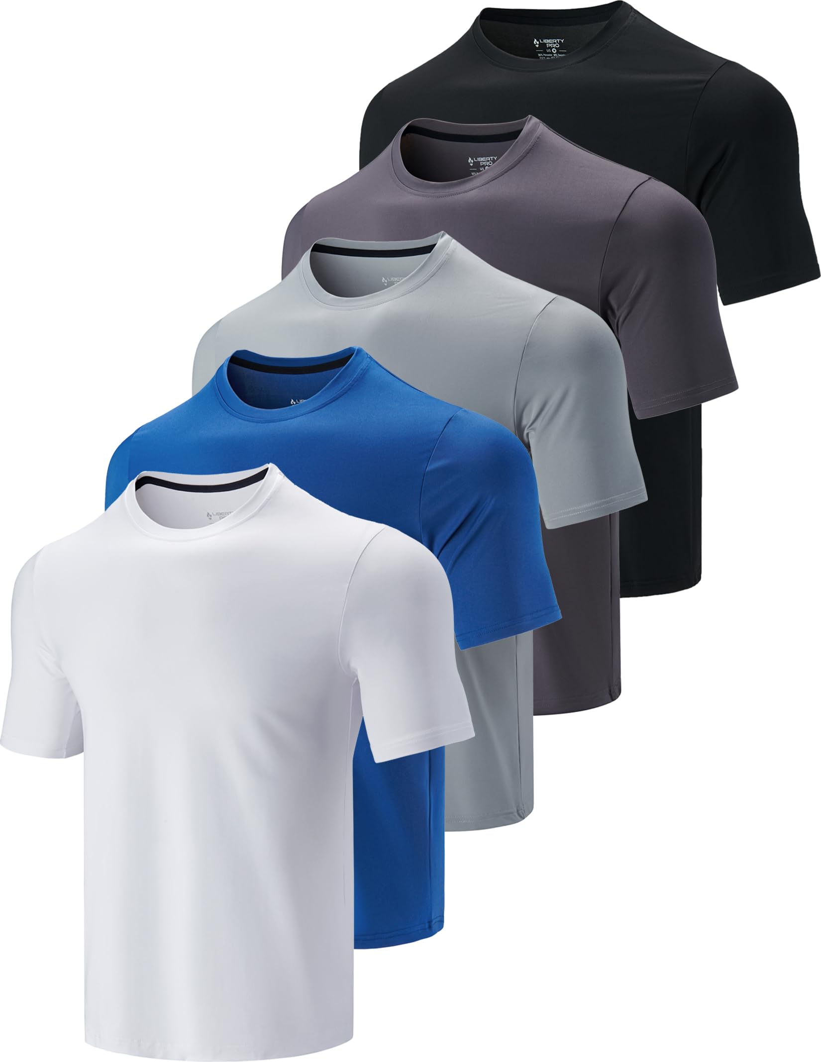 Liberty Imports 5 Pack Men's Active Quick Dry Crew Neck T Shirts