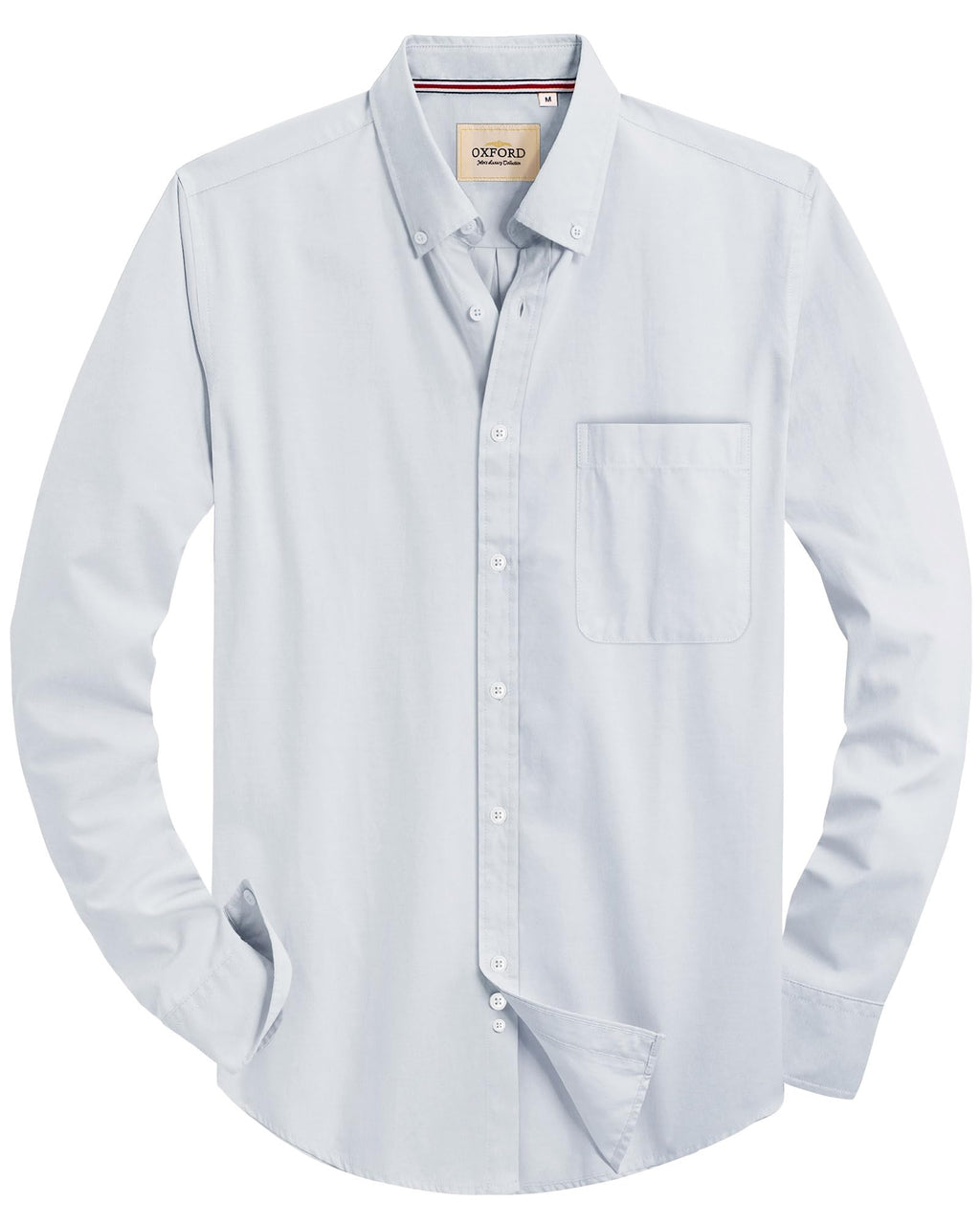 Alimens & Gentle Mens Solid Oxford Shirt Long Sleeve Dress Shirt Work Casual Button Down Shirts with Pocket