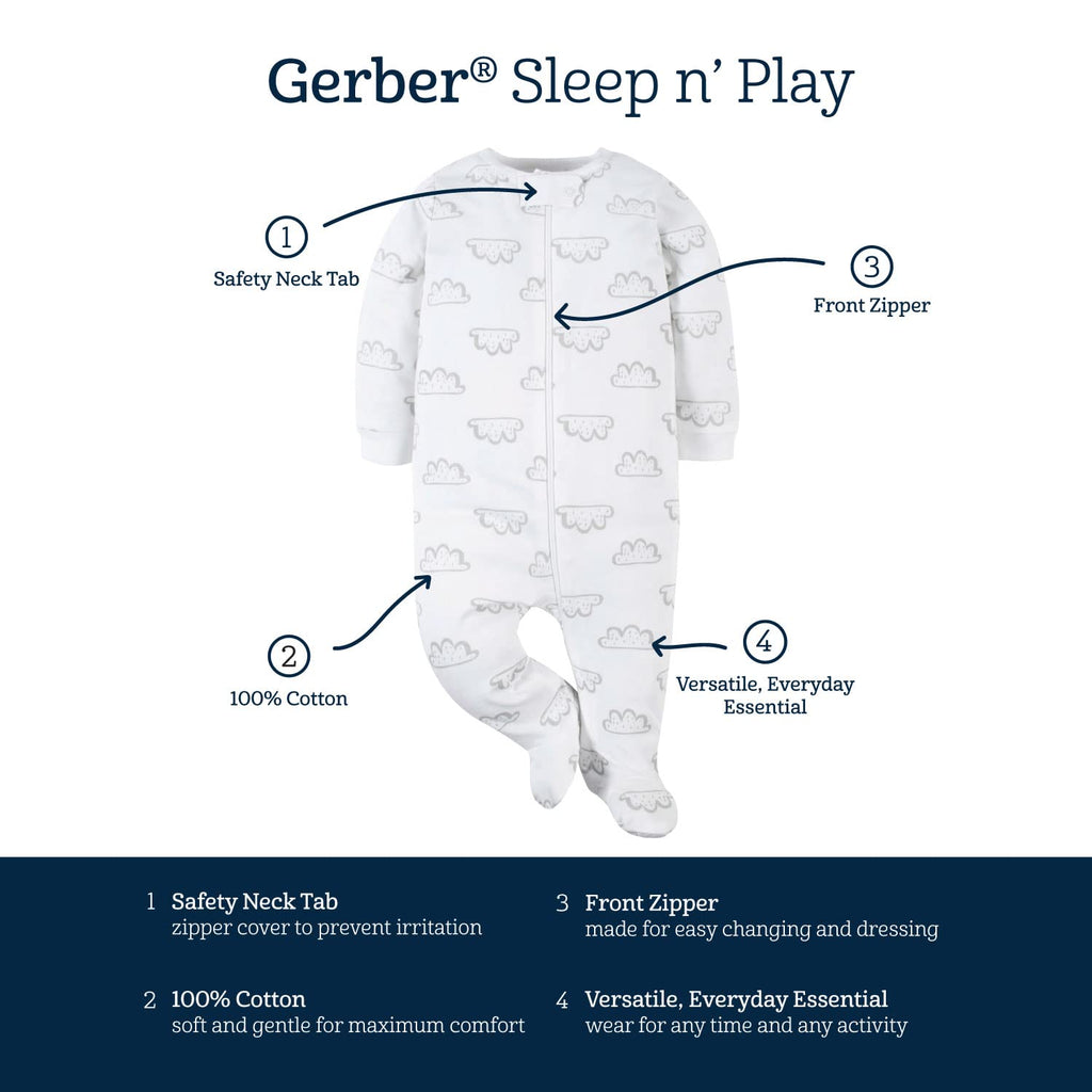 Gerber Baby Boys' 4 Pack Sleep 'N Play Footie