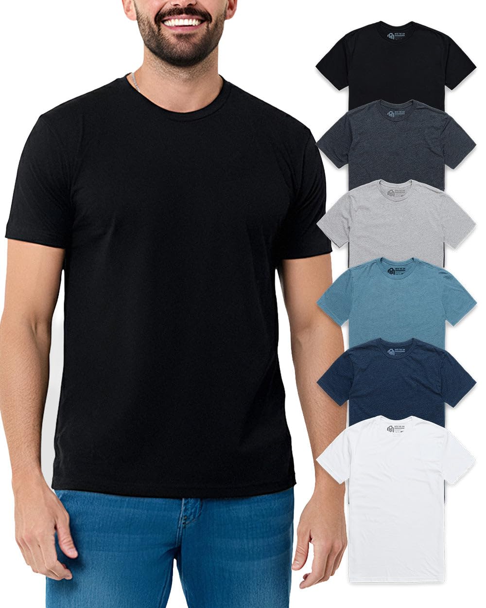 Mens T Shirts Soft Cotton Crew Neck Athletic Fit Casual Tees S-4XL