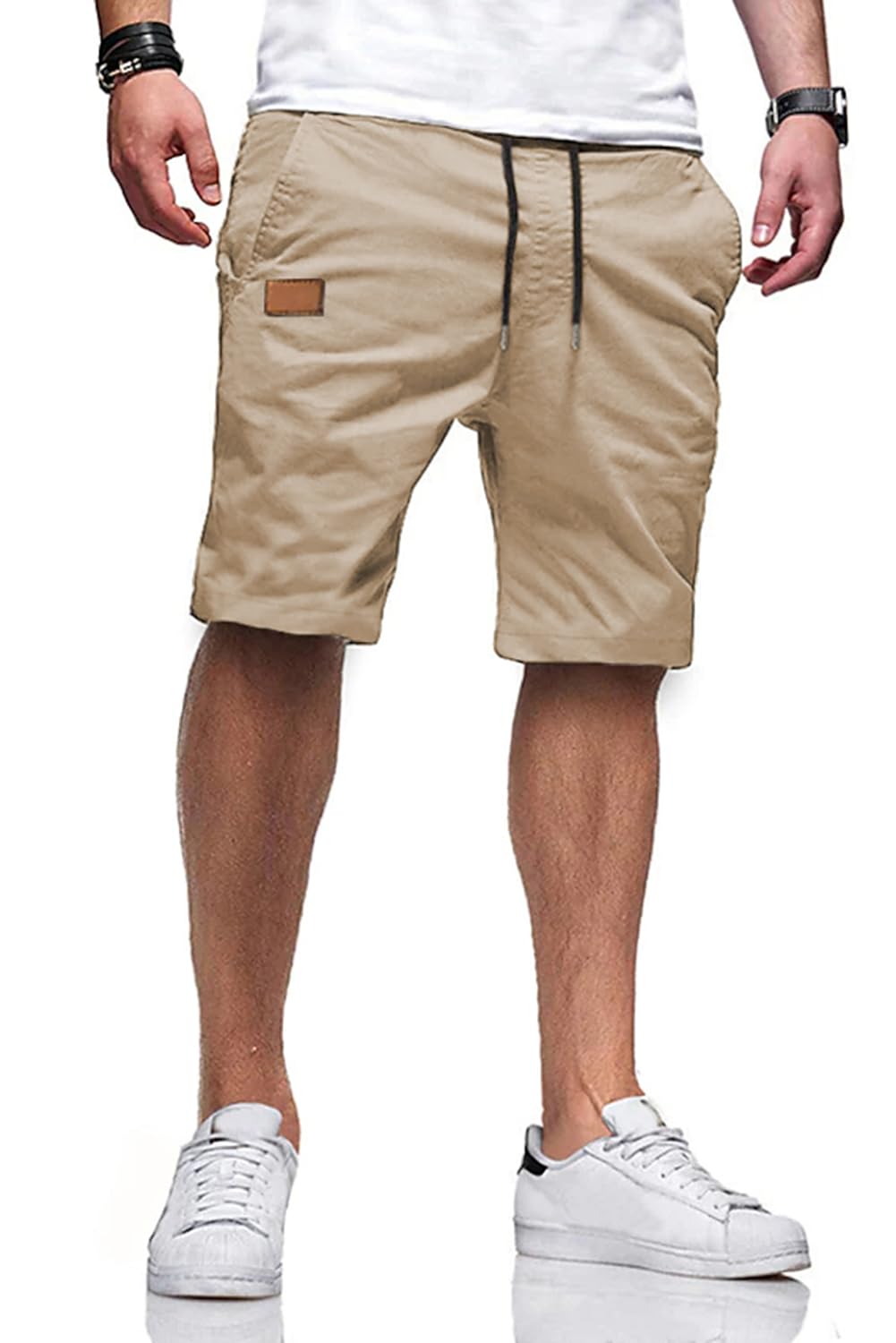 JMIERR Mens Cotton Stretch Shorts Casual Drawstring Twill Chino Shorts
