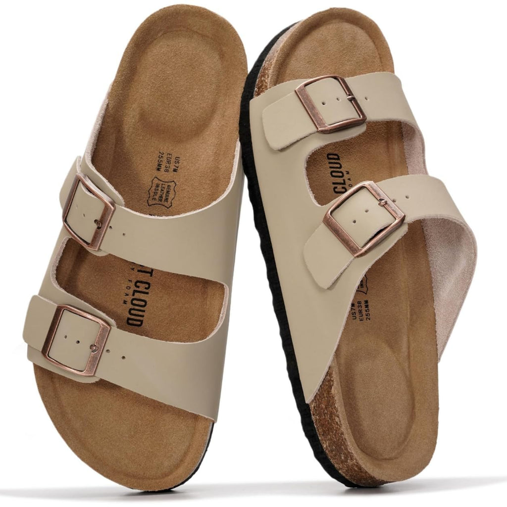 Project Cloud 100% Genuine Leather Womens Sandals Slides for Women (Venita)