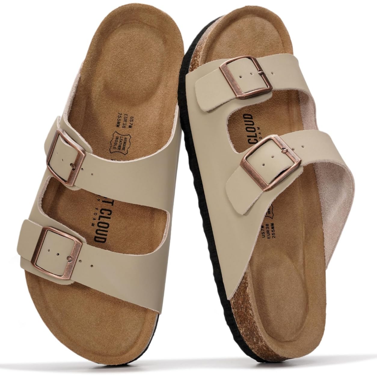 Project Cloud 100% Genuine Leather Womens Sandals Slides for Women (Venita)