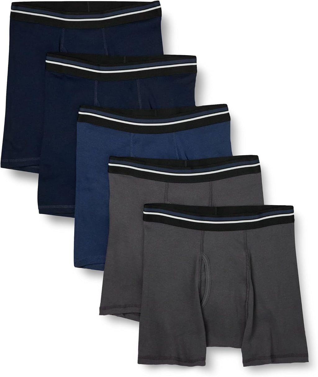 Amazon Essentials Men's Breathable Cotton Boxer Briefs, Tag-Free, Pack of 5