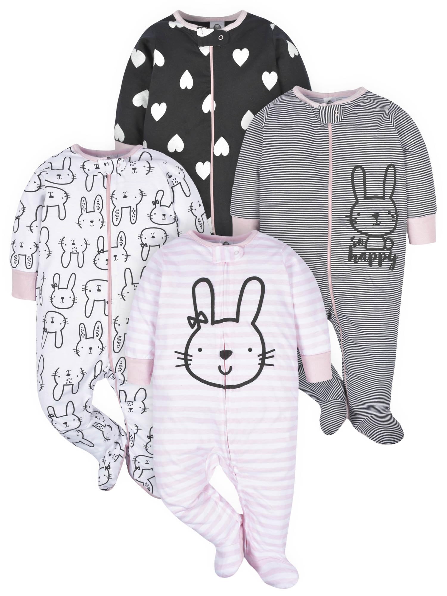 Gerber Baby Girls 4-Pack Sleep 'N Play Footie