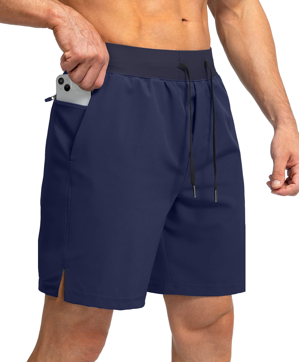 Soothfeel Men's Running Shorts with Zipper Pockets 9"/ 7"/ 5" Quick Dry Eight Basketball Gym Workout Athletic Shorts