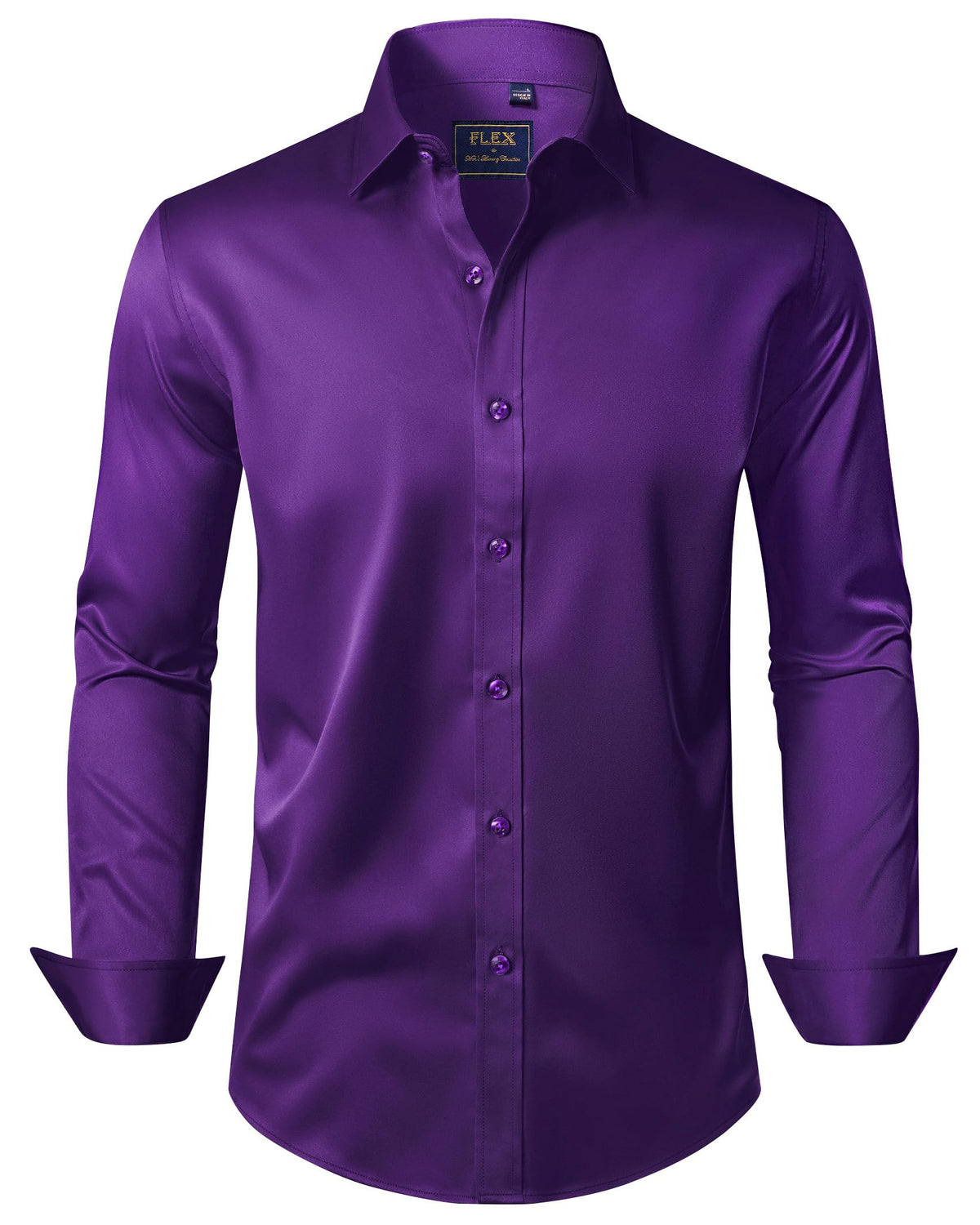J.VER Men's Dress Shirts Solid Long Sleeve Stretch Wrinkle-Free Formal Shirt Business Casual Button Down Shirts