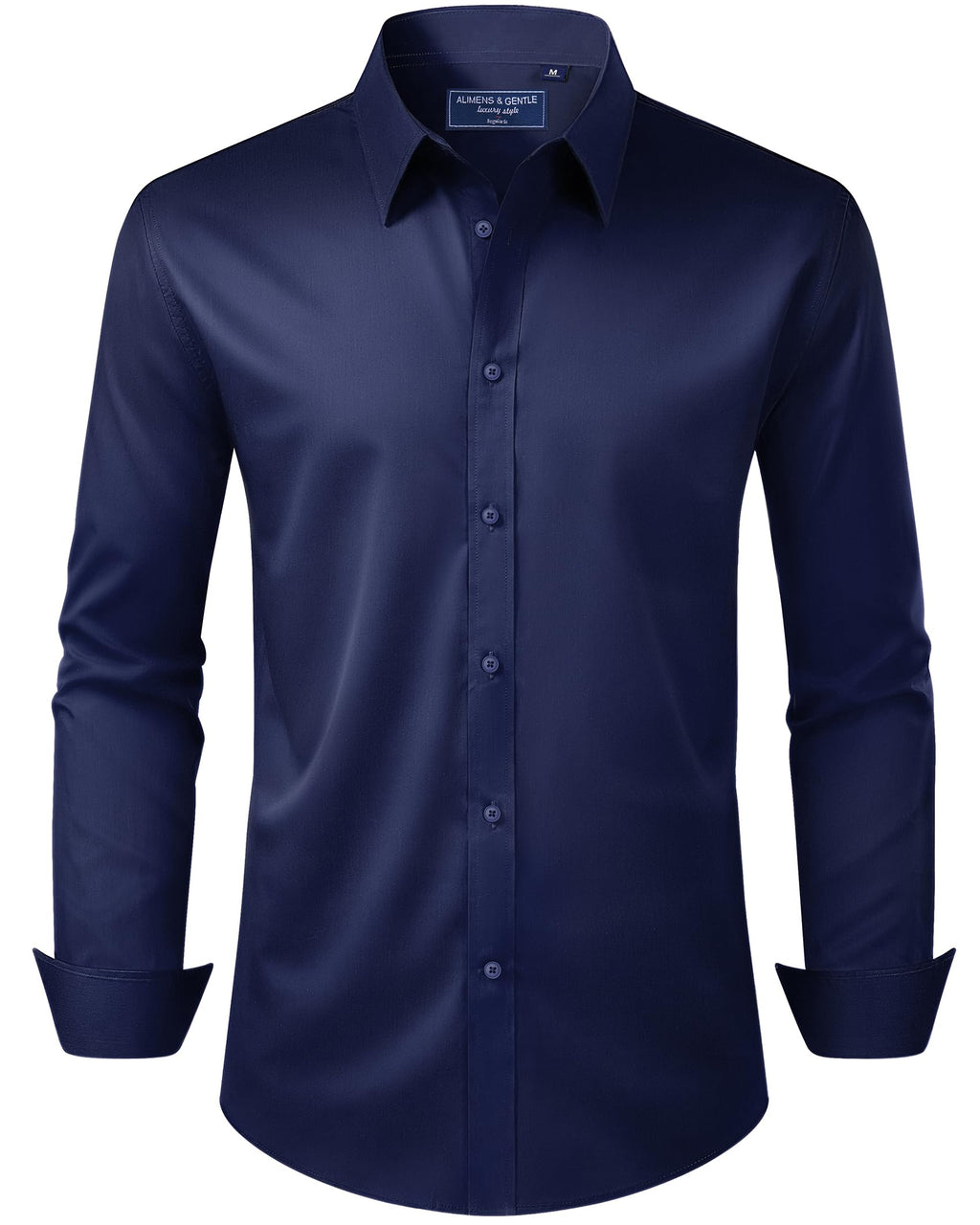 Alimens & Gentle Men's Dress Shirt Regular Fit Stretch Stain Shield Long Sleeve Solid Business Wedding Button Down Shirts