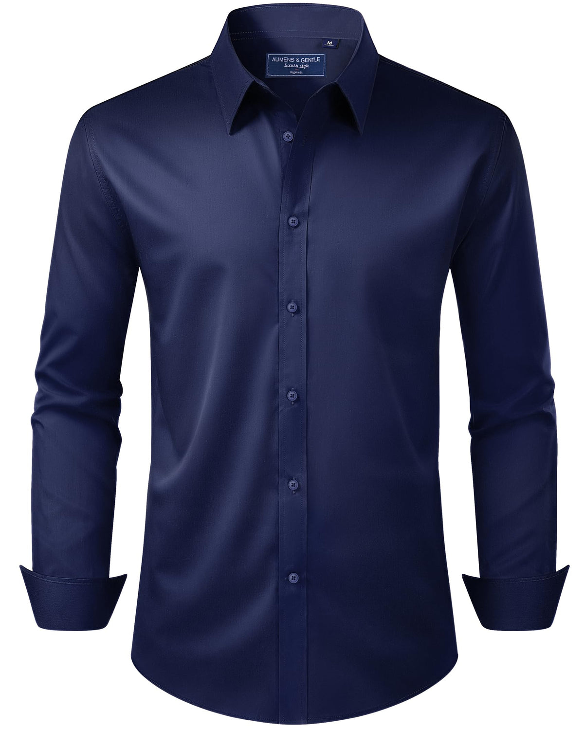 Alimens & Gentle Men's Dress Shirt Regular Fit Stretch Stain Shield Long Sleeve Solid Business Wedding Button Down Shirts