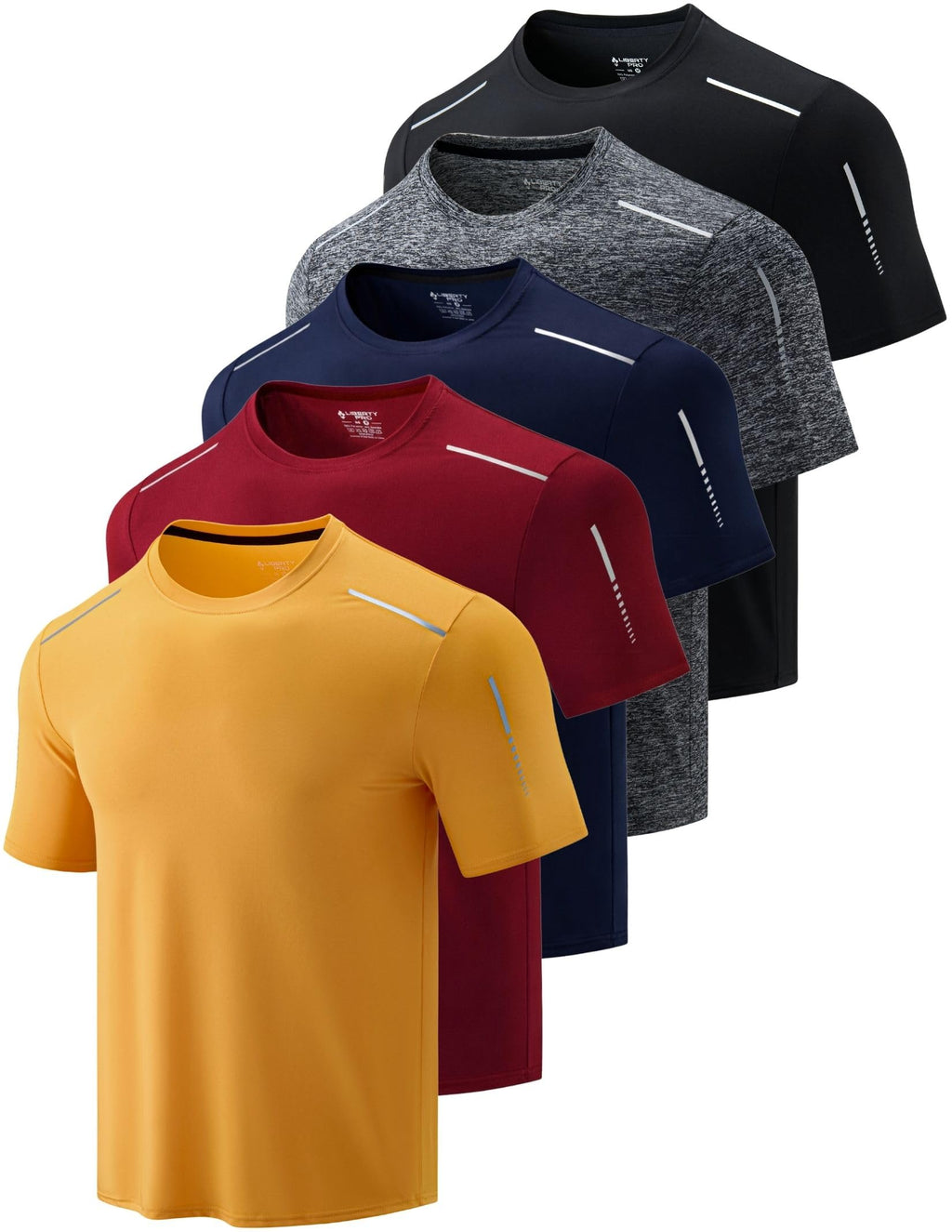 Liberty Imports 5 Pack Men's Active Quick Dry Crew Neck T Shirts