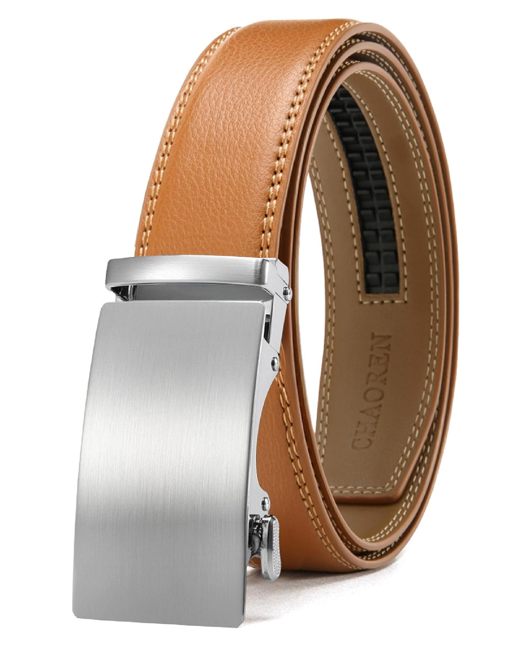 CHAOREN Mens Leather Ratchet Belt - 1 3/8" for Dress Pants
