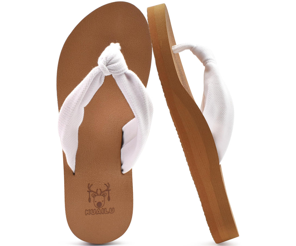 KuaiLu Flip Flops for Women with Arch Support Summer Beach Thong Sandals