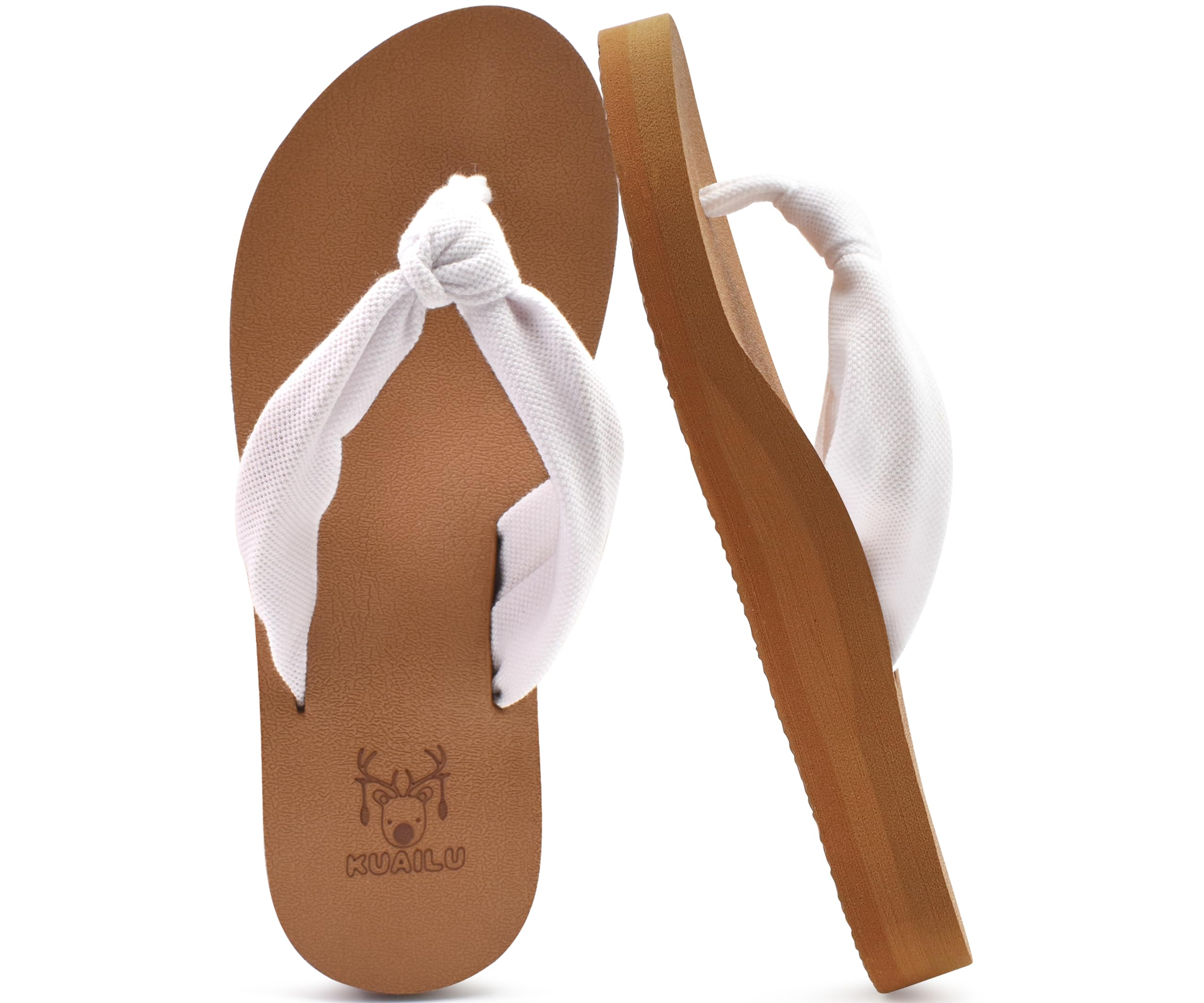 KuaiLu Flip Flops for Women with Arch Support Summer Beach Thong Sandals