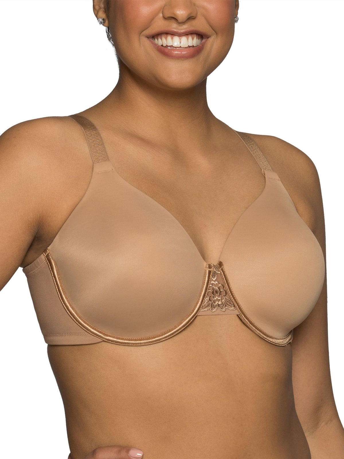 Vanity Fair Women's Full Figure Beauty Back Smoothing Bra, 4 Way Stretch Fabric, Lightly Lined Cups up to H