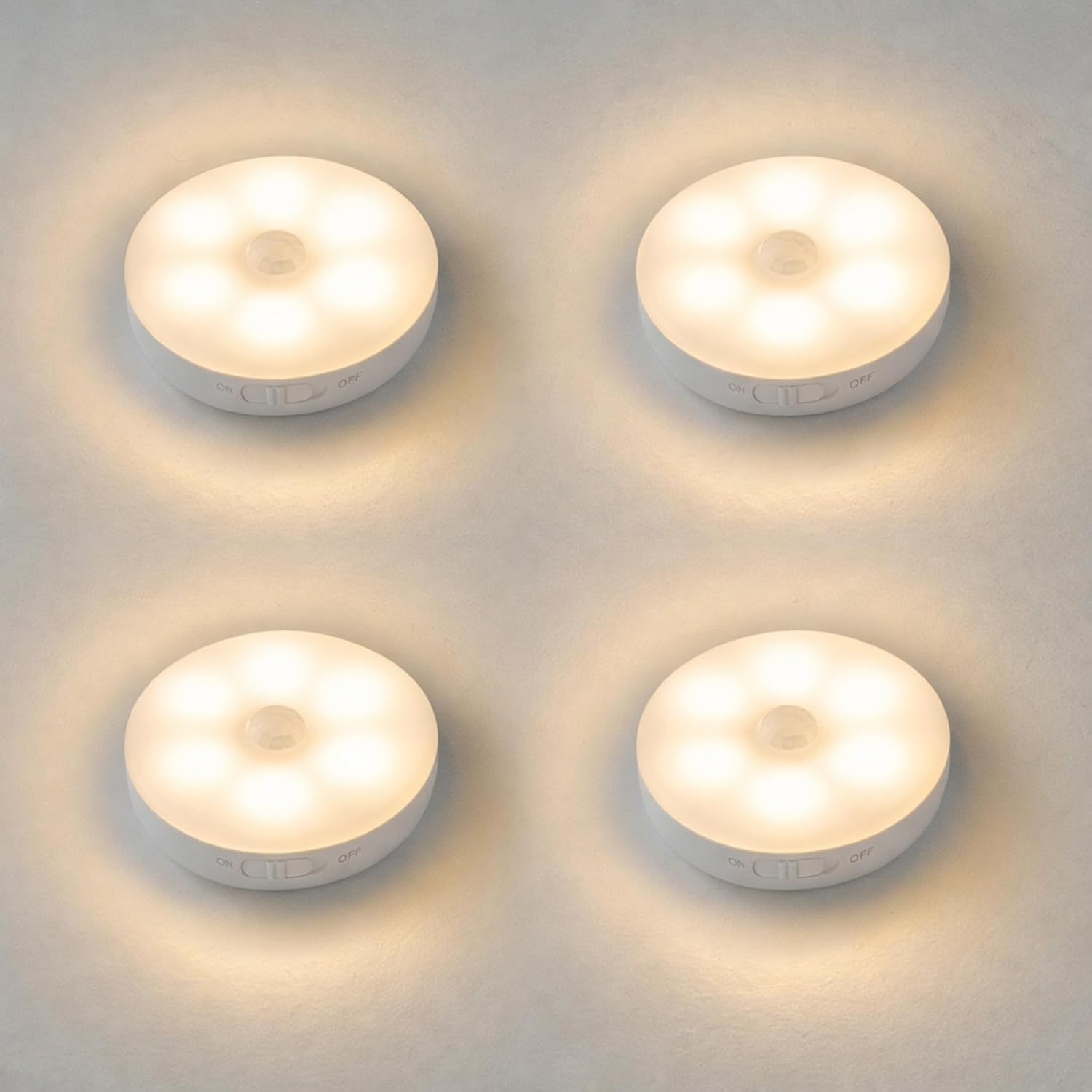 Amber LED Hareket Sensörlü Ledli Gece Lambası Şarj Edilebilir, Taşınabilir 4000k Günışığı (2 Adet)