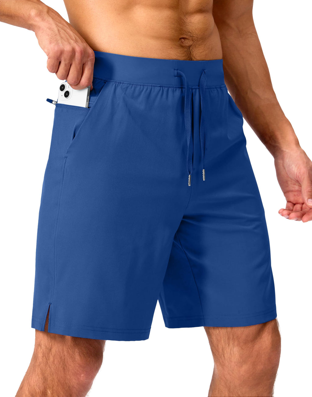 Soothfeel Men's Running Shorts with Zipper Pockets 9"/ 7"/ 5" Quick Dry Eight Basketball Gym Workout Athletic Shorts
