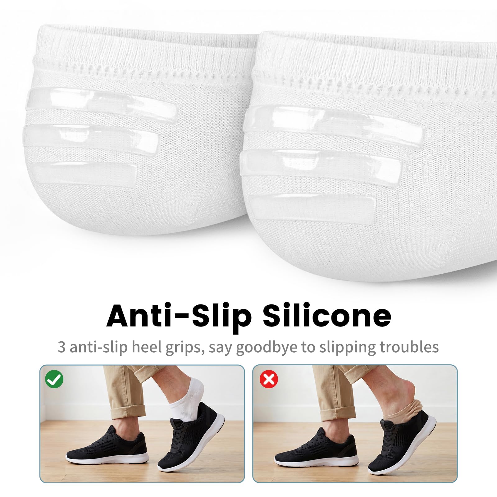 wernies No Show Socks Men, Low Cut Ankle Short Casual Non Slip Socks