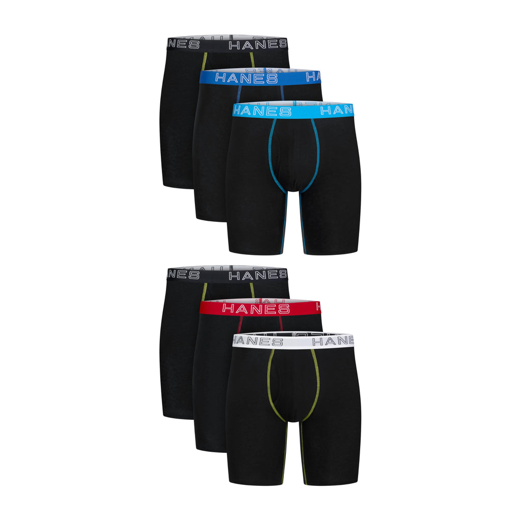 Hanes Men's Boxer Brief Underwear Pack, Stretch Cotton Boxer Briefs for Men, Moisture-wicking, 6-pack