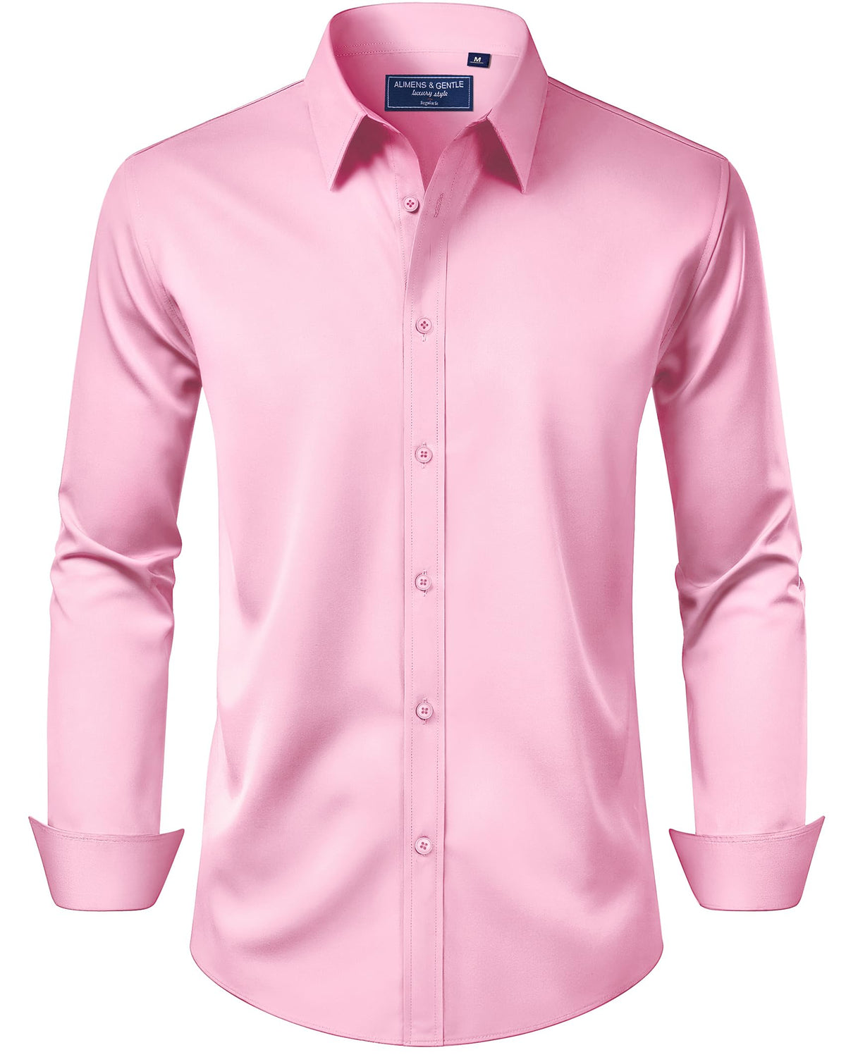 Alimens & Gentle Men's Dress Shirt Regular Fit Stretch Stain Shield Long Sleeve Solid Business Wedding Button Down Shirts