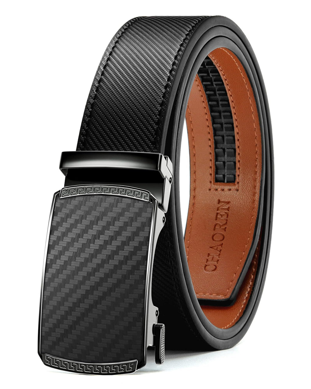 CHAOREN Men's Leather Ratchet Belt - Customizable Fit (35mm)