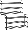 SONGMICS 3 Katlı Ayakkabı Rafı, Ayakkabı Saklama Düzenleyici, 2'li Set, Metal Saklama Rafı, 30 x 92 x 54 cm, Siyah Lsa06Bk