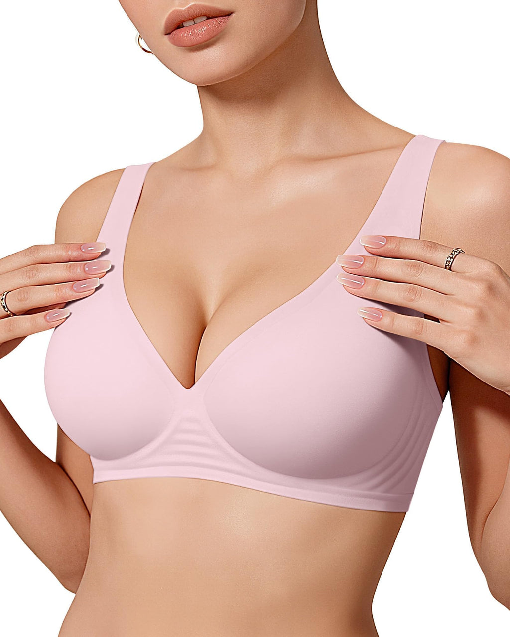 OEAK Womens Jelly Bras Wireless Deep V Bralette Comfy Push Up Tshirt Bras