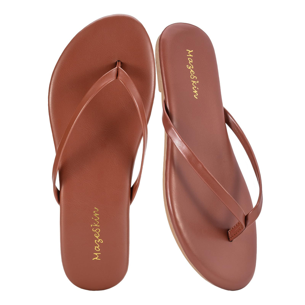 mazeskin Womens Memory Foam Flip Flops Flat Thong Sandals
