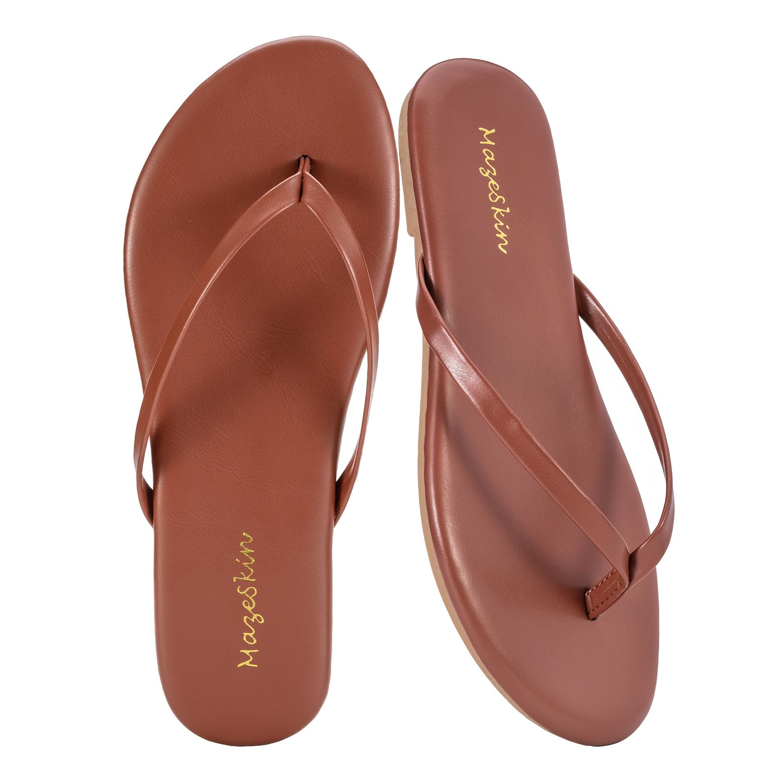 mazeskin Womens Memory Foam Flip Flops Flat Thong Sandals