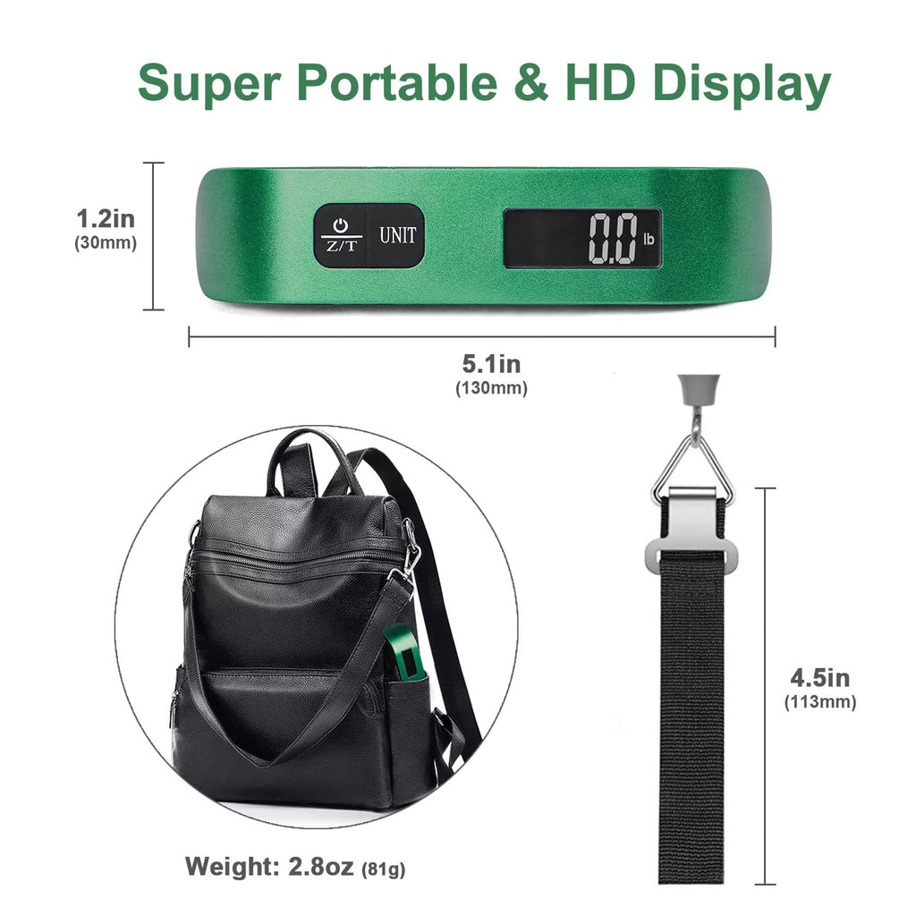 travel inspira Digital Luggage Scale – Portable Hanging Suitcase Weight Scale for Travel, 110 lb Capacity, Backlit LCD Display, Prevents Airport Overweight Fees, Battery Included