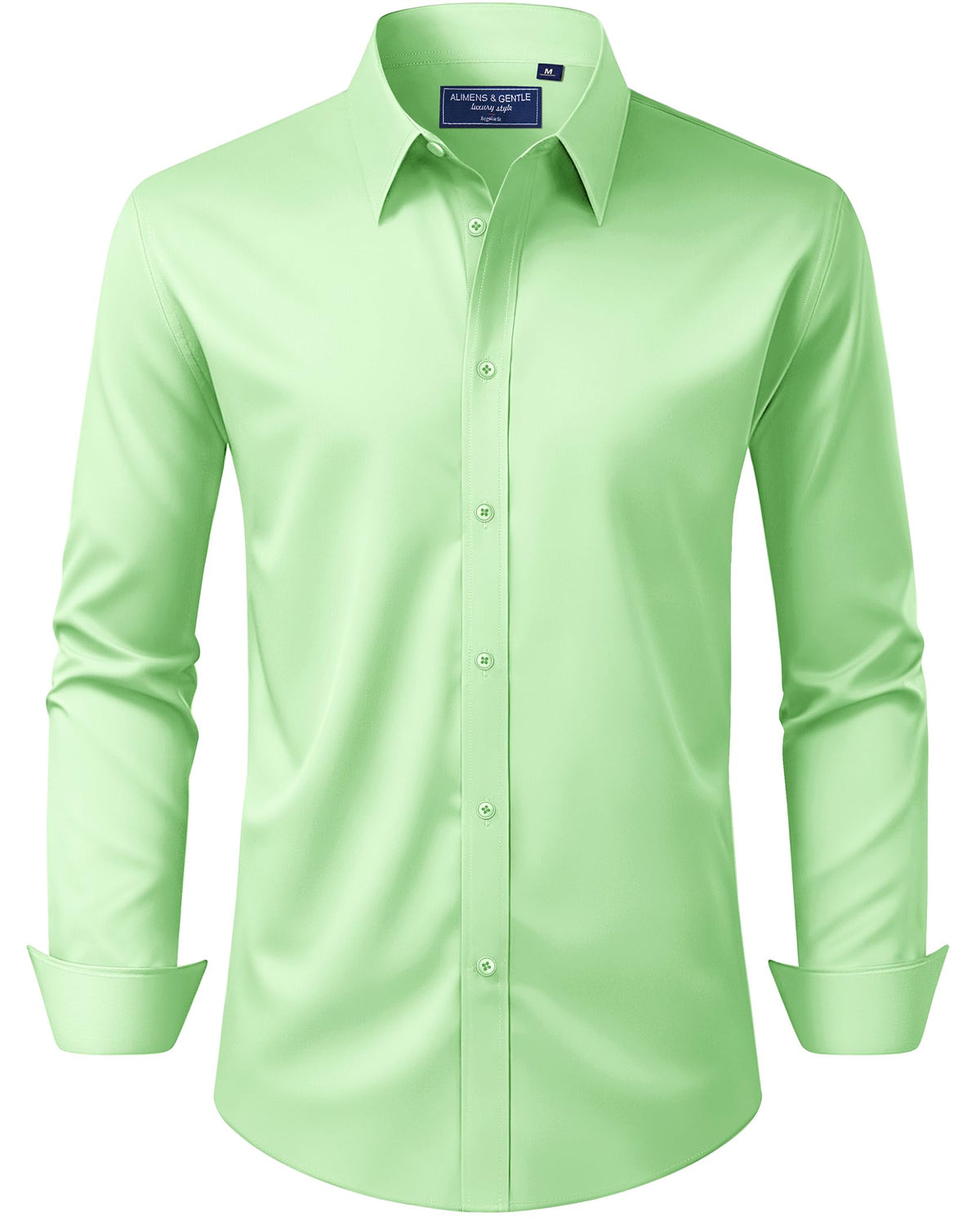 Alimens & Gentle Men's Dress Shirt Regular Fit Stretch Stain Shield Long Sleeve Solid Business Wedding Button Down Shirts