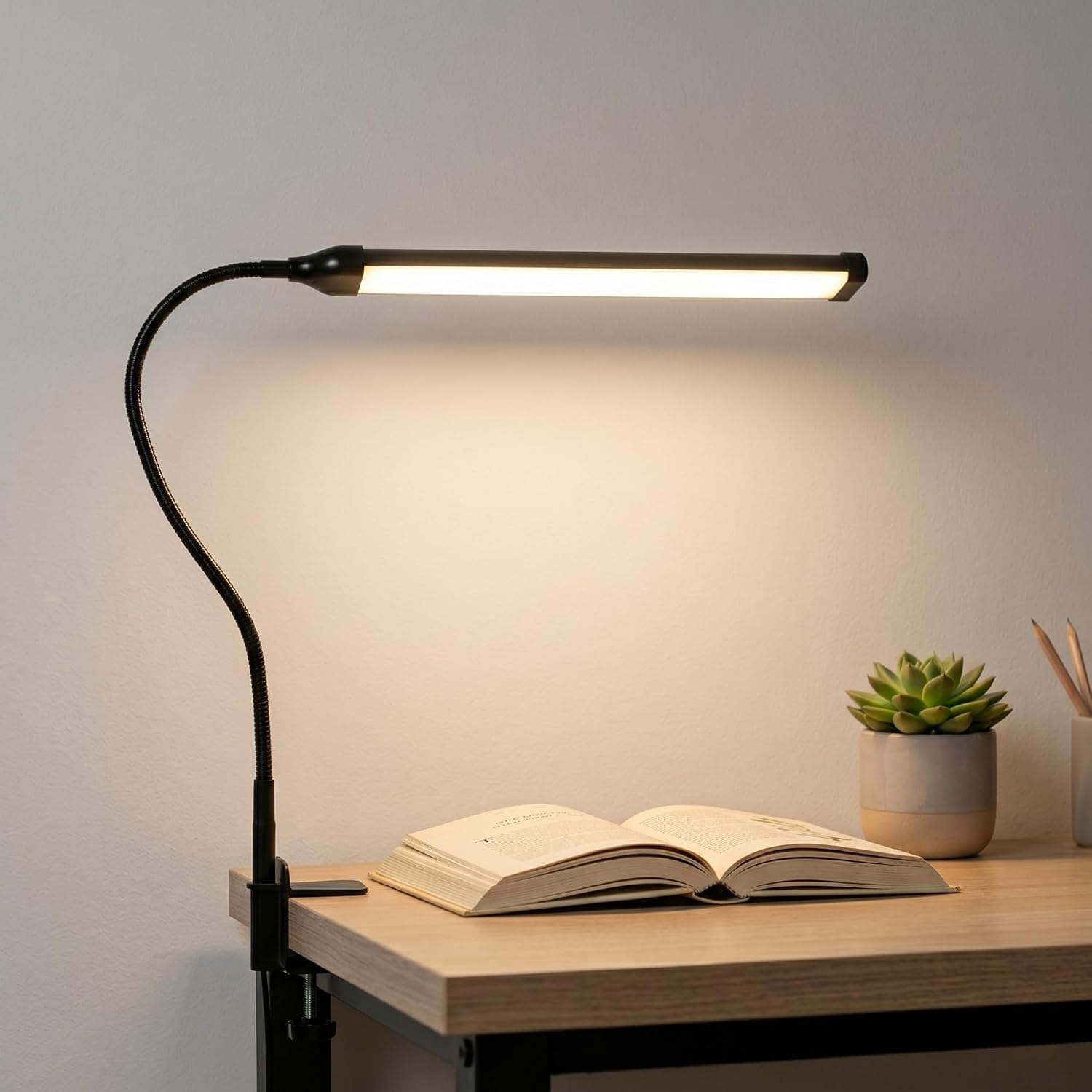 Coverzone Led Masa Lambası – 12W USB Güç Girişli, Esnek Kol, Klipsli Tasarım, 3 Renk Sıcaklığı (2800K/4200K/6000K), Kısılabilir Dimmer Anahtarlı | Siyah 555