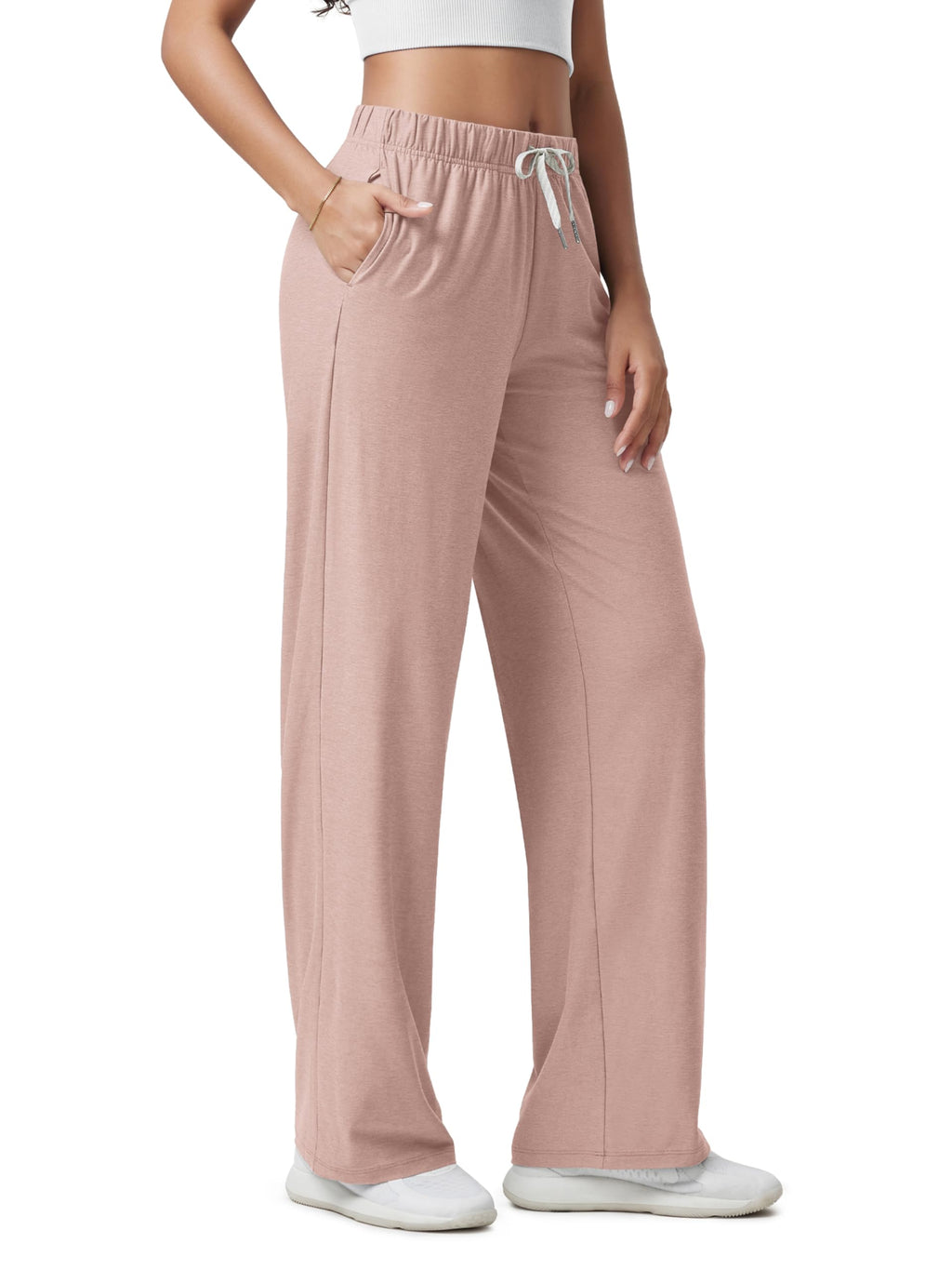 ODODOS Women's Straight Leg Pants Ultra Soft odSTRATUM Tech Relaxed Casual Pajama Lounge Pants with Pockets-27/29/31 Inseam