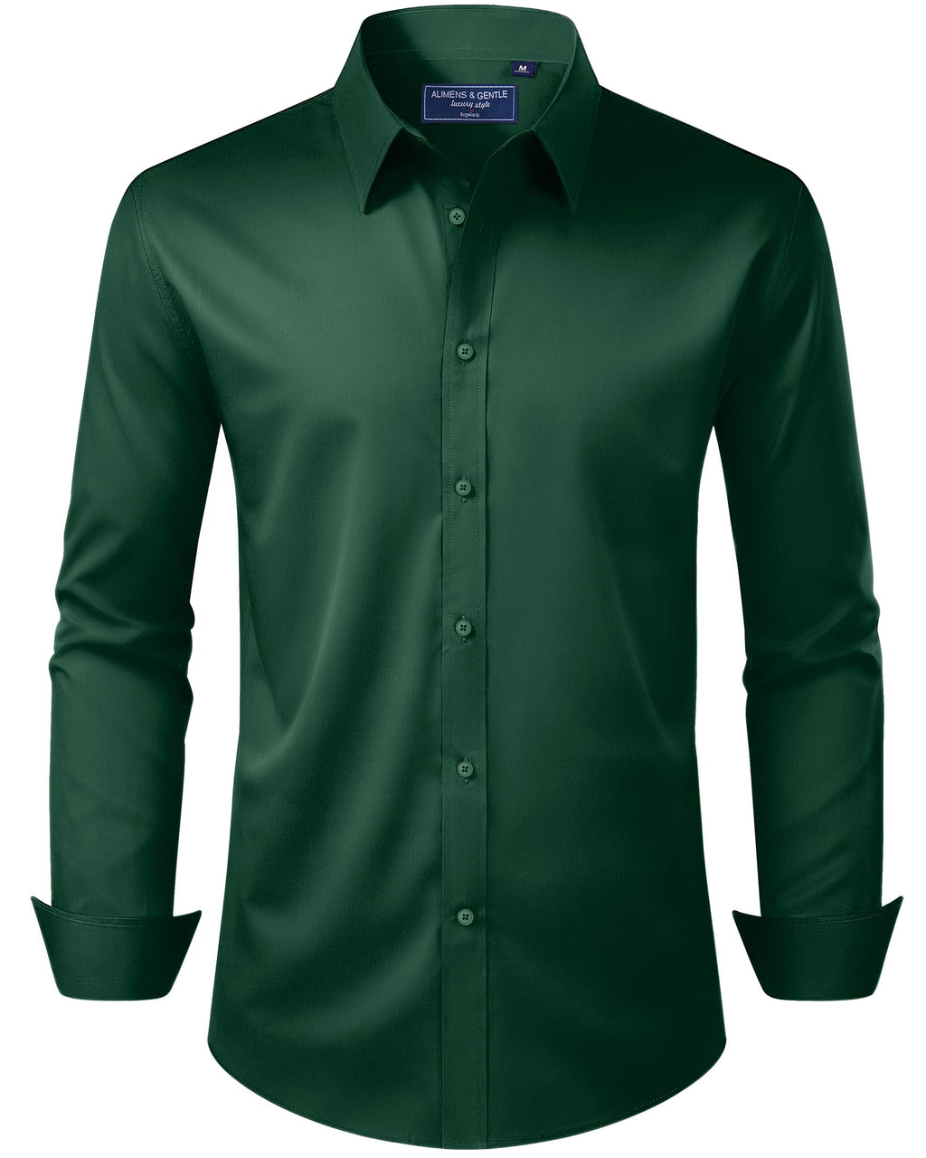 Alimens & Gentle Men's Dress Shirt Regular Fit Stretch Stain Shield Long Sleeve Solid Business Wedding Button Down Shirts