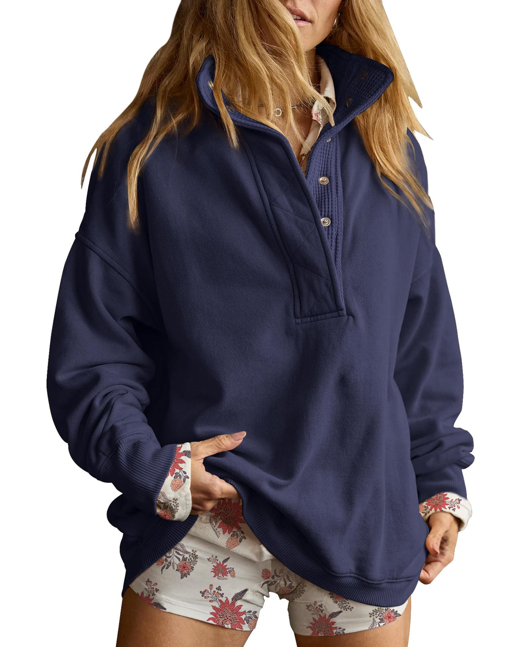 Gacaky Sweatshirt for Women Oversized Henley Neck Pullover Top Fall Outfits