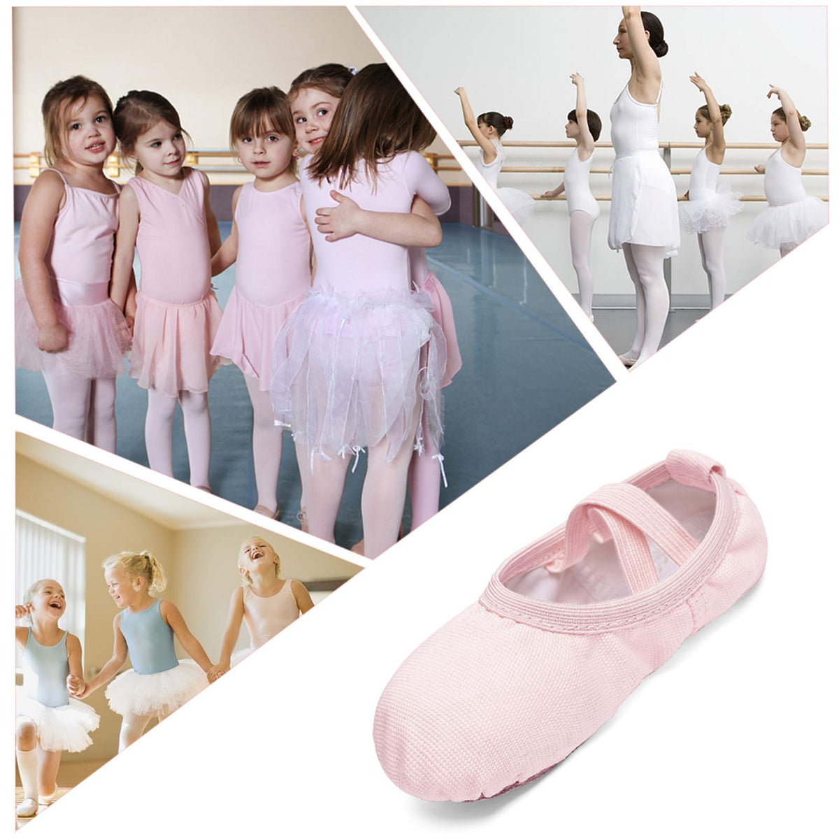Stelle Canvas Ballet Shoes Toddler Girls No-Tie Split Sole Ballet Slippers
