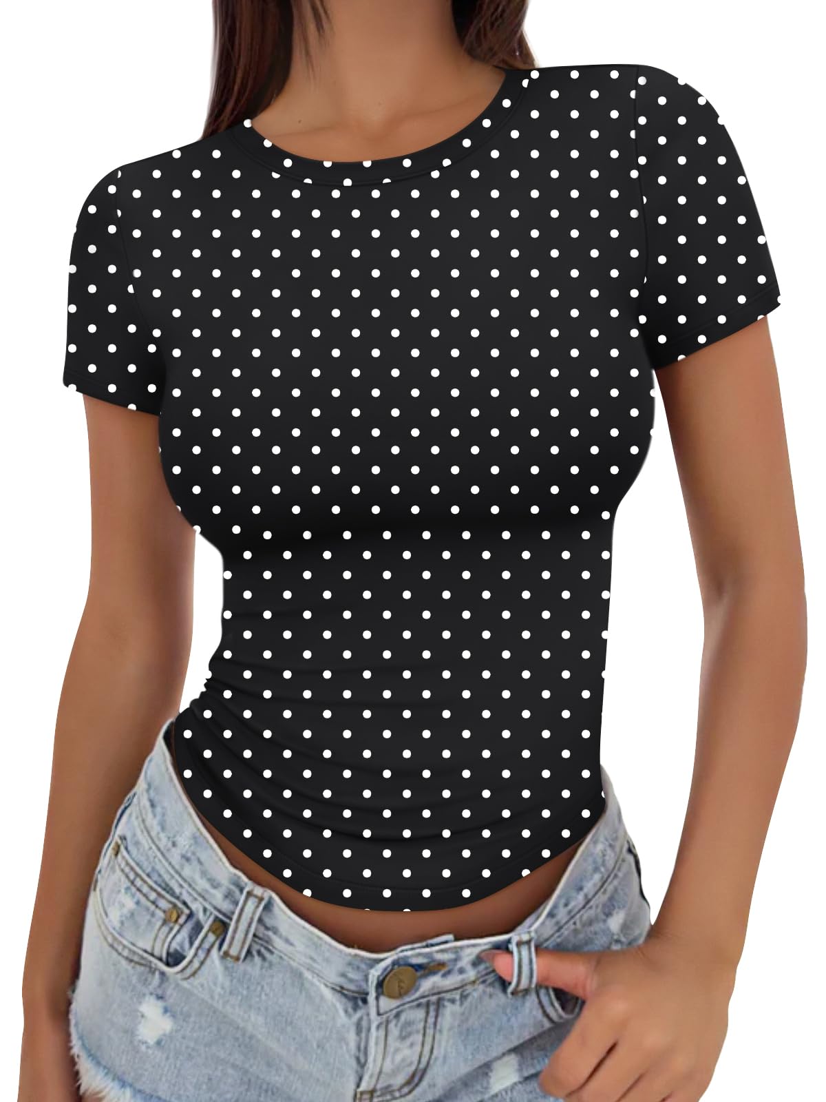 Trendy Queen Womens Fitted Short Sleeve Shirt Buttery Soft Top Stretchy Tee
