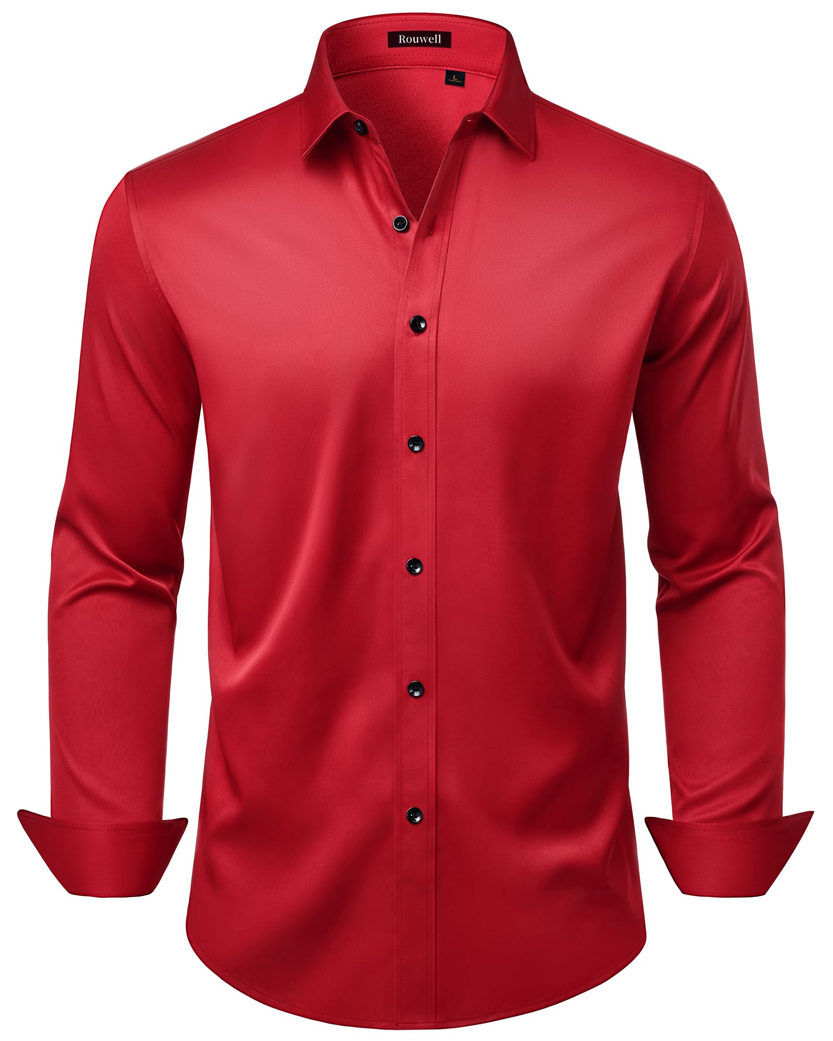 Mens Wrinkle Free Dress Shirts Regular Fit Business Button Down Shirt Formal Long Sleeve Wedding Stretch Shirts