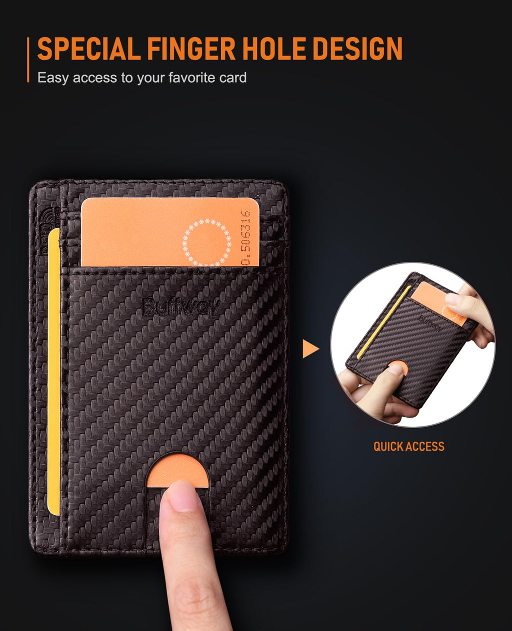 Buffway Slim Minimalist Front Pocket RFID Blocking Leather Wallets for Men and Women - Cross Black
