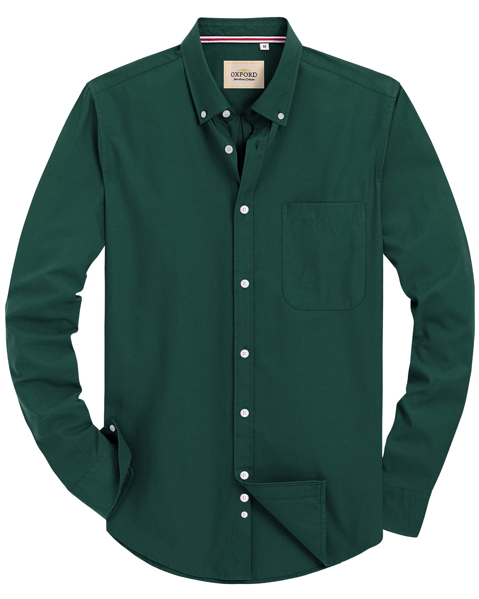 Alimens & Gentle Mens Solid Oxford Shirt Long Sleeve Dress Shirt Work Casual Button Down Shirts with Pocket