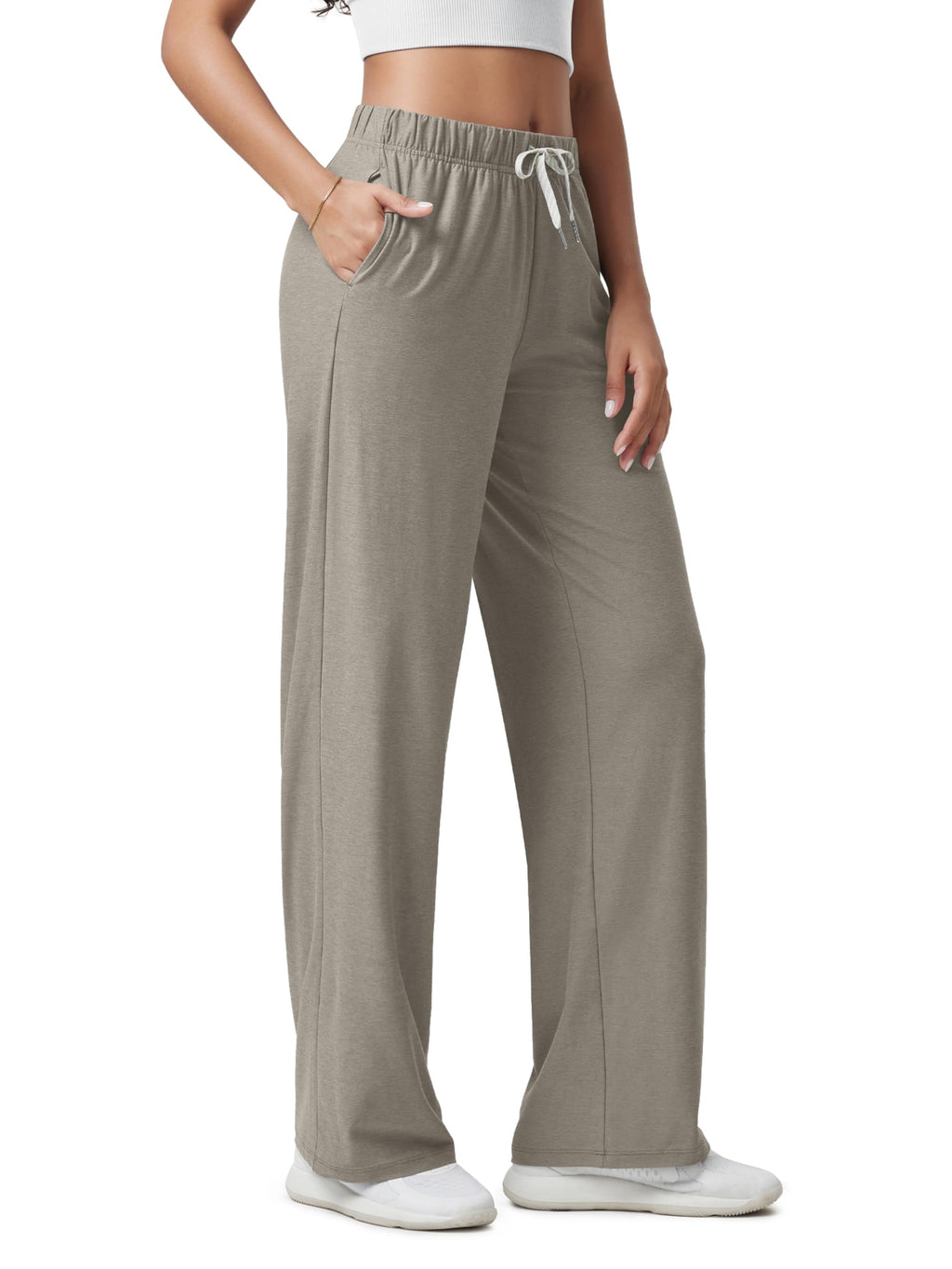 ODODOS Women's Straight Leg Pants Ultra Soft odSTRATUM Tech Relaxed Casual Pajama Lounge Pants with Pockets-27/29/31 Inseam