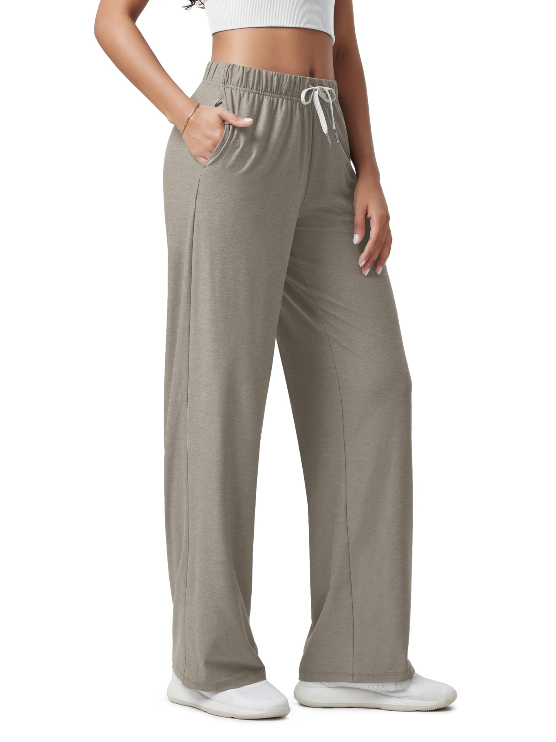 ODODOS Women's Straight Leg Pants Ultra Soft odSTRATUM Tech Relaxed Casual Pajama Lounge Pants with Pockets-27/29/31 Inseam