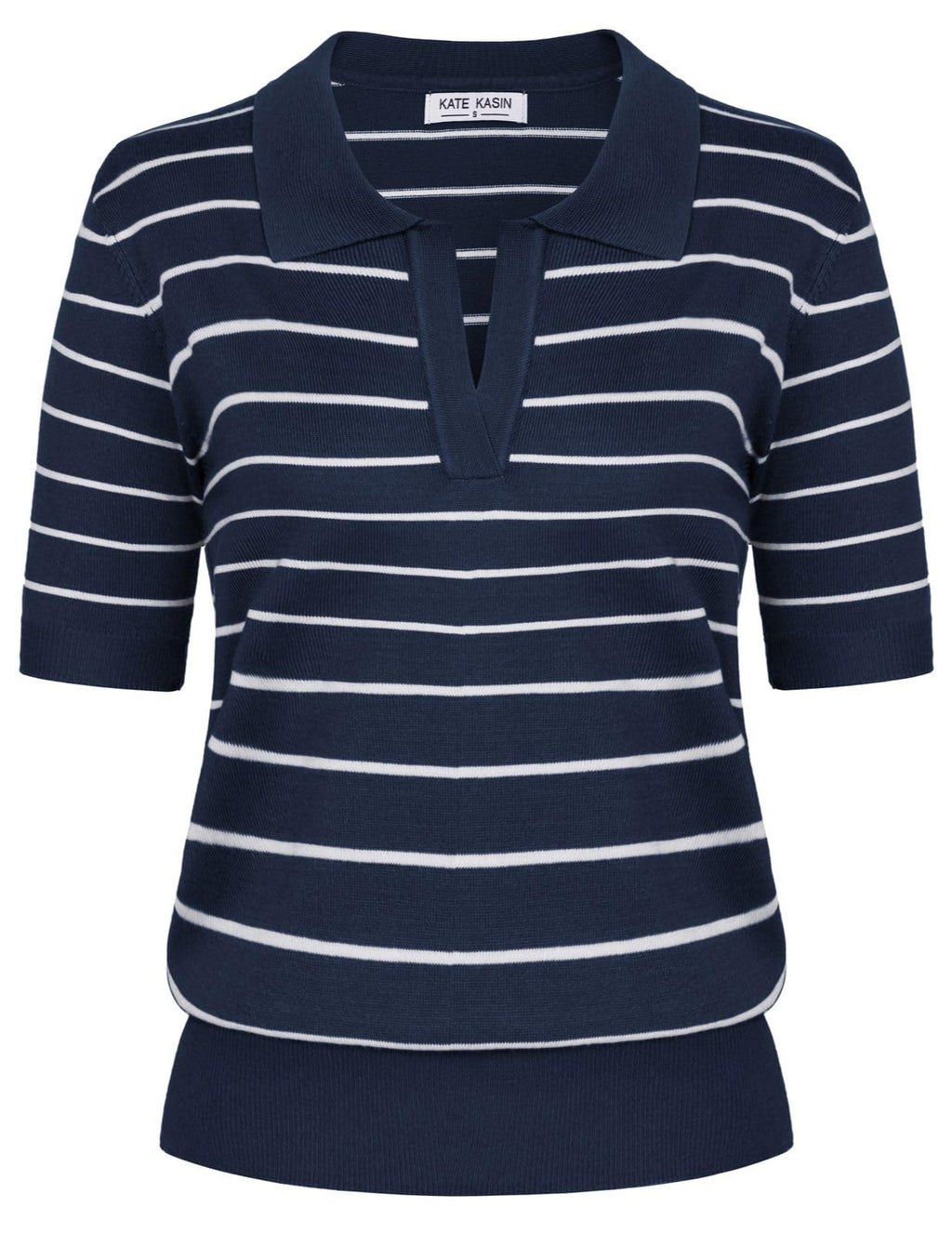 Women's Short Sleeve Classic V Neck Collared Casual Polo Sweater Tops